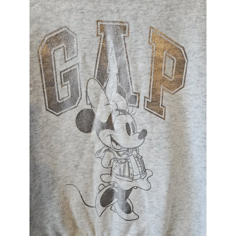 GAP × Disney Kids Minnie Mouse Sweatshirt Gray‎ Size M(8) Metallic Logo Crewneck